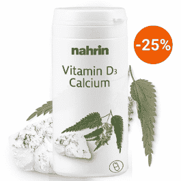 Vitamīns D3 + Kalcijs ar nātru ekstraktu un folskābi, pa 625mg, 60kapsulas/37,8g